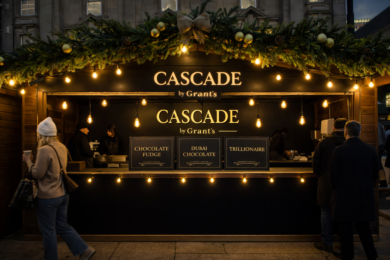 Cascade by Grant's — Newcastle Christmas Market stall front view
